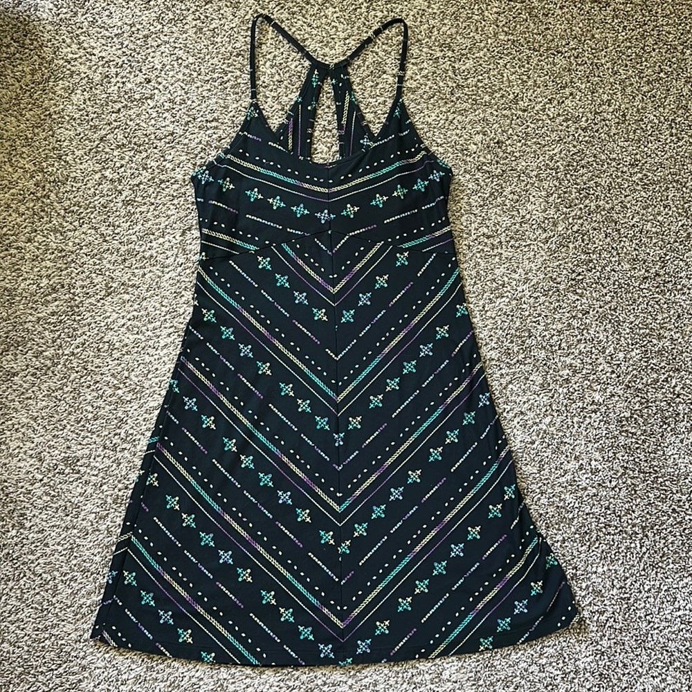 PATAGONIA Spright Dress, Women’s Medium, Black w/ Multicolor Print